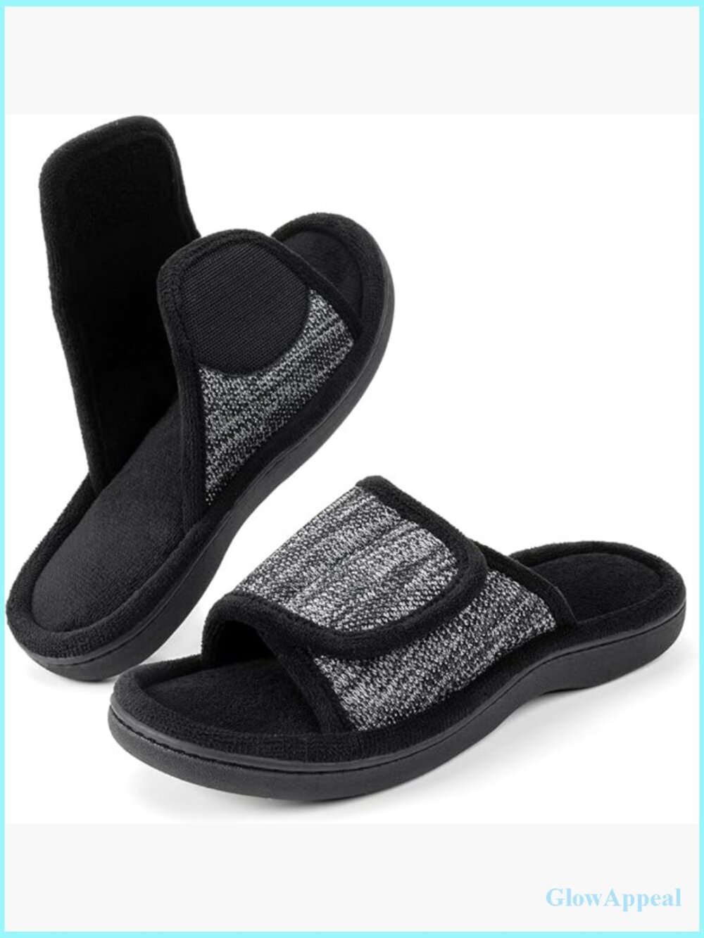 Adjustable Wrap Memory Foam Slide Slippers - Open Toe Indoor Outdoor